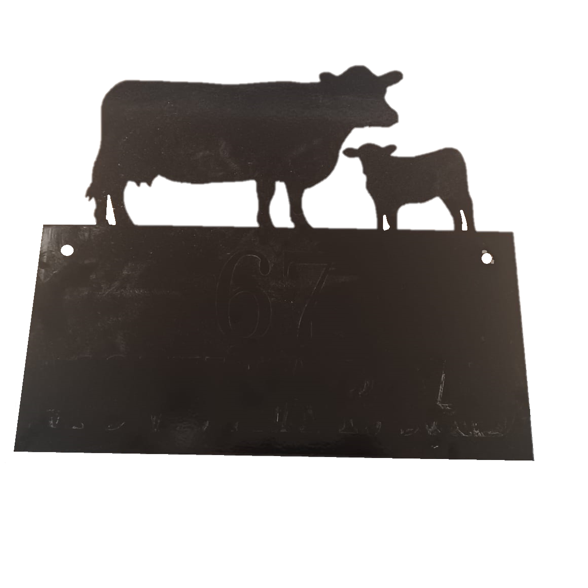 Calf and Cow Rectangular Wall Sign - Ex-Display